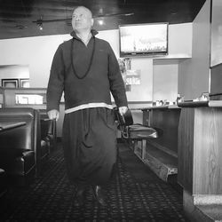 Full length of man standing in corridor