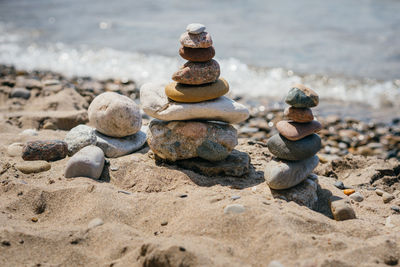 Stack of stones on beach