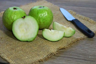 High angle view of fruits on table