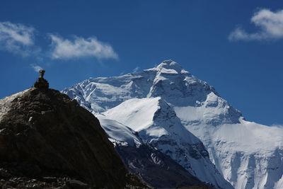 The north face of mount everest seen from rongbuk monastery