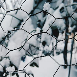 Low angle view of fence against sky