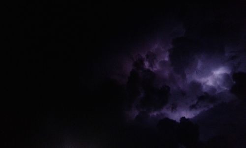 Low angle view of cloudy sky at night