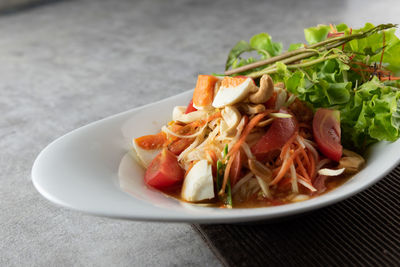 Close-up of meal served in plate