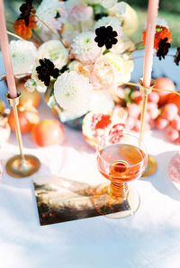 Close-up of christmas decorations on table