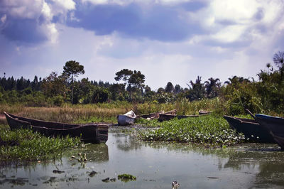 Scenic view of lake against sky