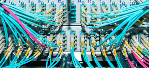 Network switch and network cable fiber optic fiber in a data center