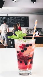 Close-up of fruits served on table