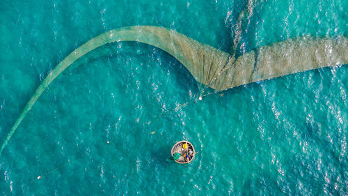 High angle view of boat in sea