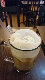Close-up of coffee in cup on table