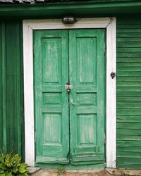 Closed door of house