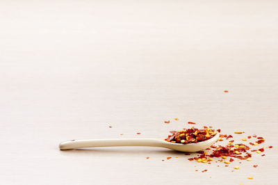 High angle view of breakfast on table