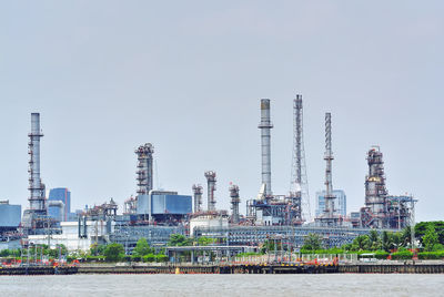 Large oil refinery plant by the river