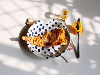 High angle view of food on table