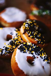 Close-up of dessert served on table