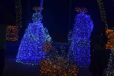 Illuminated christmas tree at night