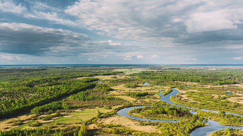 High angle view of landscape against sky