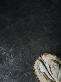 High angle view of bananas over black background