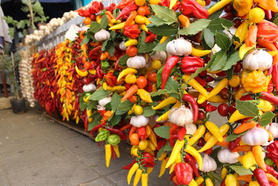 Multi colored fruits for sale in market