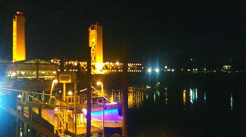 View of illuminated city at night