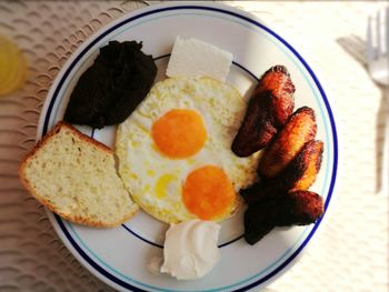 High angle view of breakfast in plate