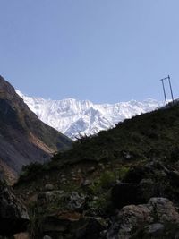 Scenic view of mountains against clear sky