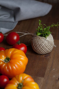 Close-up of tomatoes on table