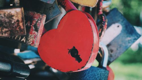 Close-up of love locks