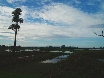 Scenic view of lake against sky