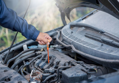 Man working in car