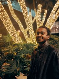 Smiling men with bokeh