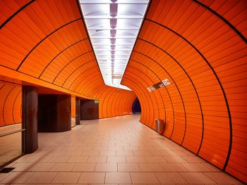 Modern orange subway station