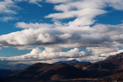 Scenic view of mountains against sky