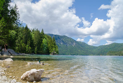 Scenic view of lake against sky