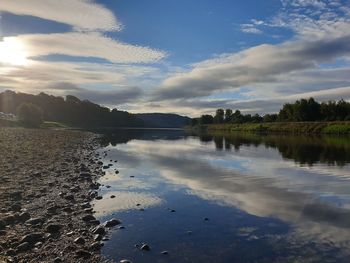 Scenic view of lake against sky