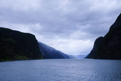 Scenic view of sea against cloudy sky