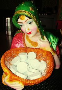 Close-up of dessert on table