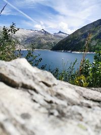 Scenic view of lake against sky