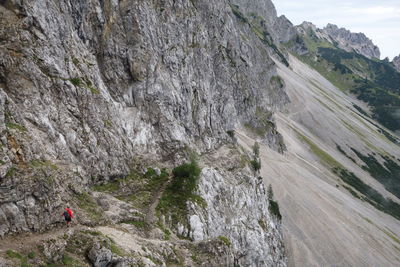 High angle view of hiker at karwendel