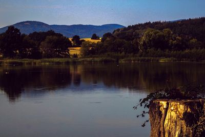 Scenic view of lake against sky