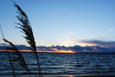 Scenic view of sea against sky at sunset