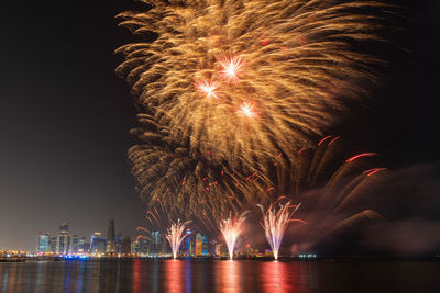 Beautiful fireworks in the doha corniche, qatar.