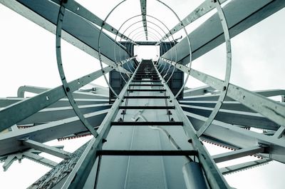 Directly below shot of ladder against clear sky