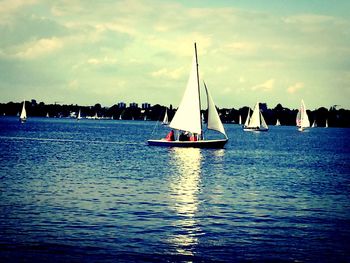 Boat sailing in sea