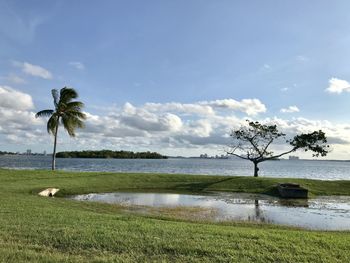 Scenic view of lake against sky