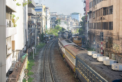 Railroad tracks in city