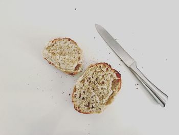 High angle view of breakfast on white background