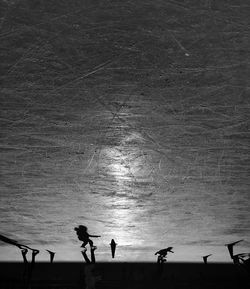Silhouette people against sky at night