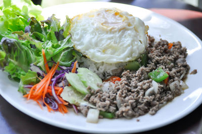 Close-up of meal served in plate