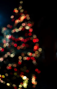 Defocused image of illuminated christmas tree at night