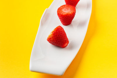 Close-up of strawberries in plate